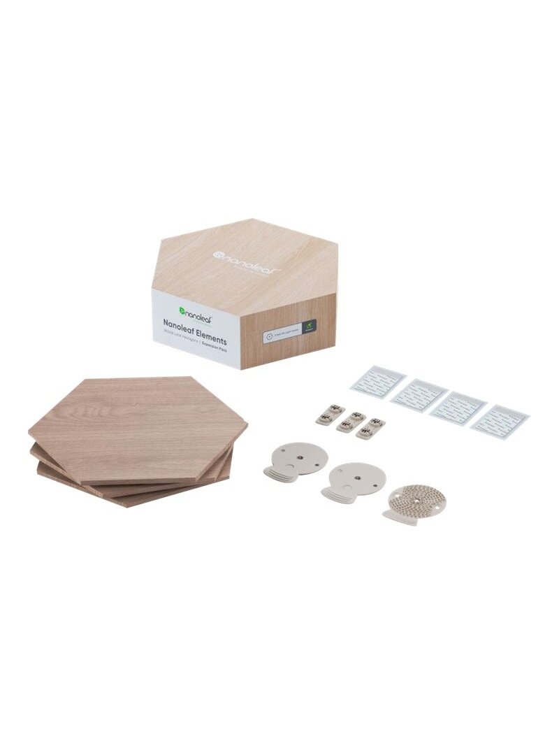 Nanoleaf | Elements Wood Look Hexagons Expansion Pack (3 panels) | Cool White + Warm White