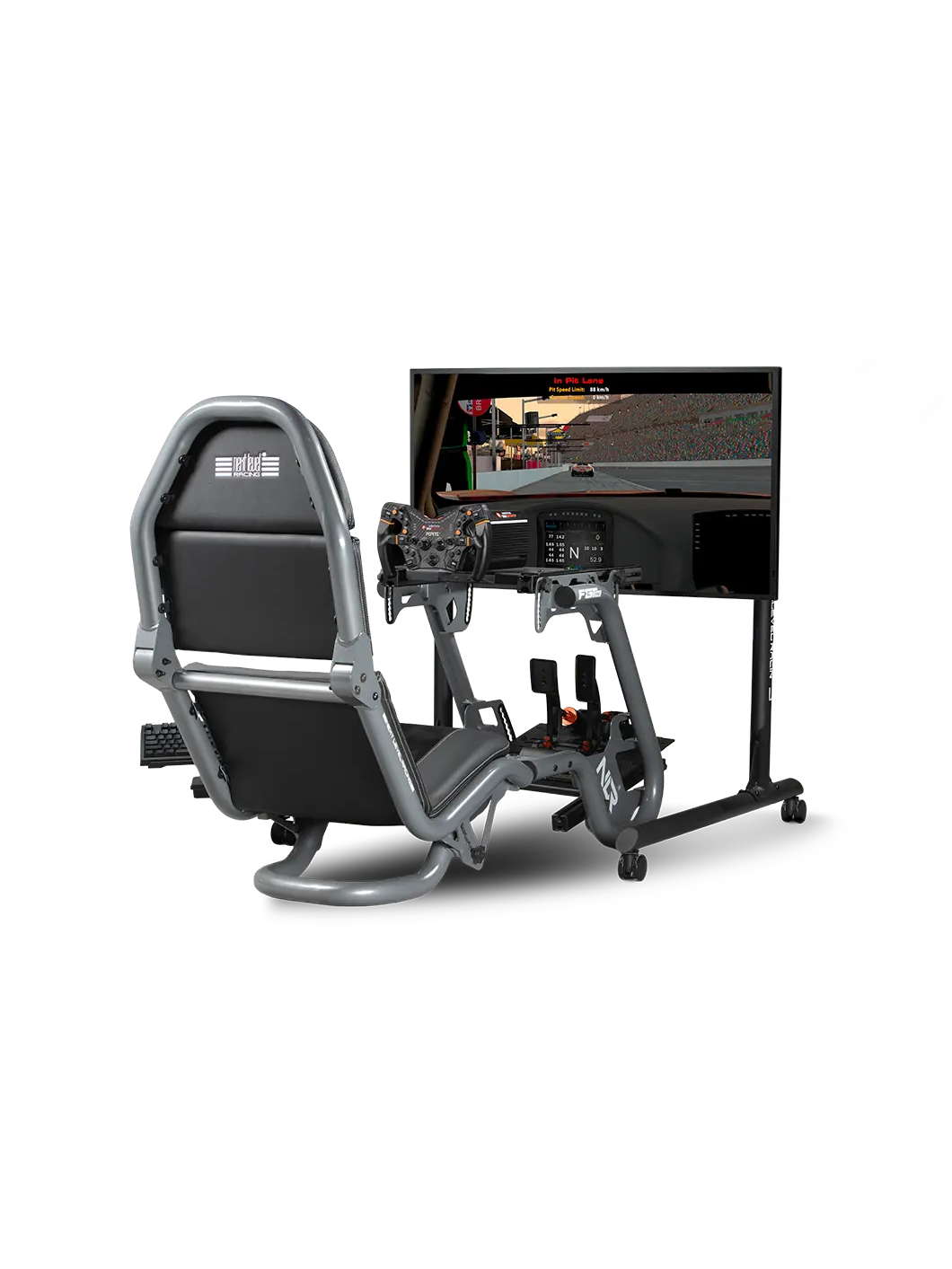 Next Level Racing Floor stand | Round Tube Freestanding Single Monitor Stand | Up to 65 " | Height adjustment, Tilt | Maximum weight (capacity) 50 kg | Black 4