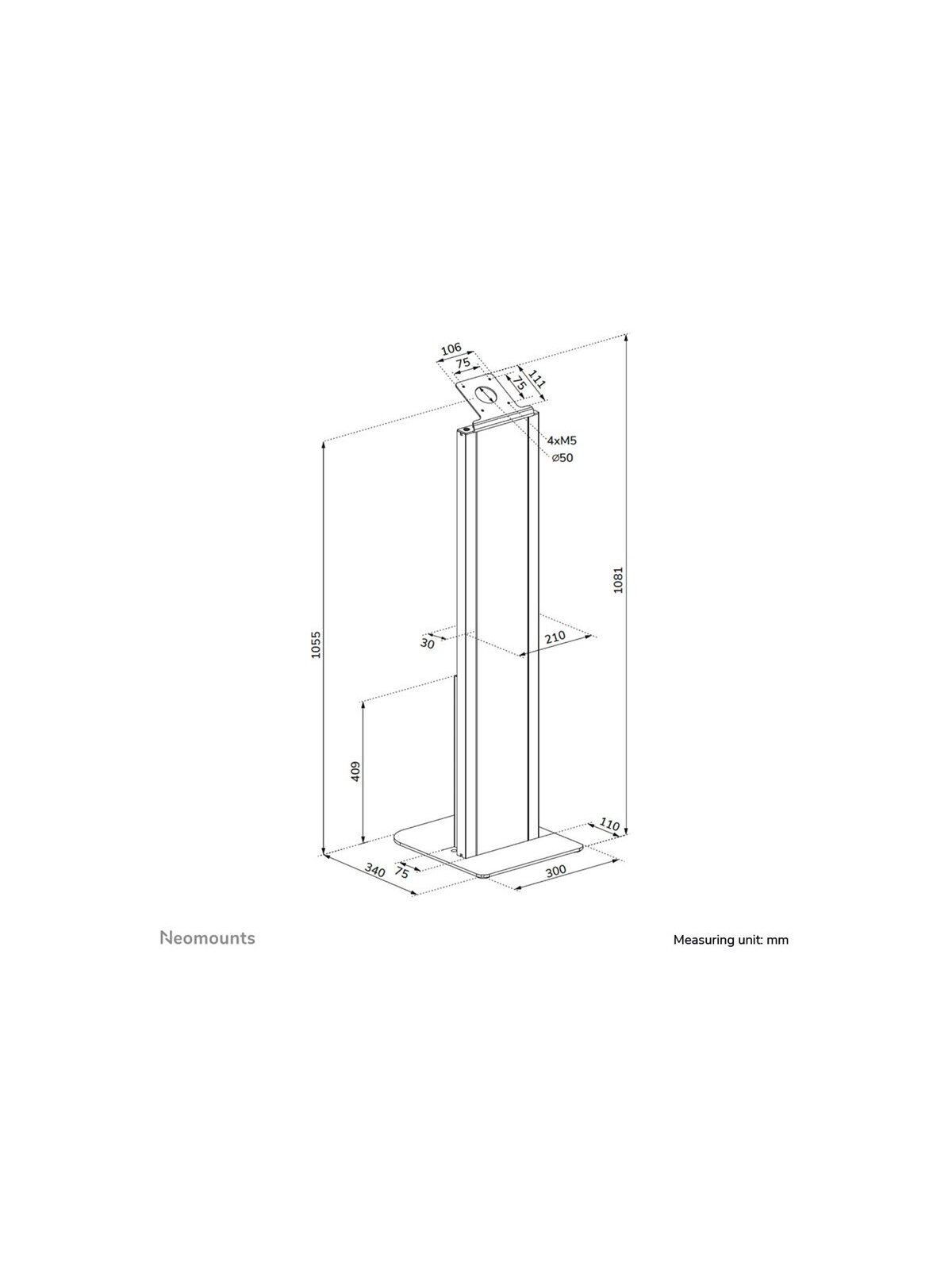 Neomounts Floor stand | FL15-628BL1 | Fixed | Maximum weight (capacity) 3 kg | Black 8 Neomounts Floor stand | FL15-628BL1 | Fixed | Maximum weight (capacity) 3 kg | Black 8