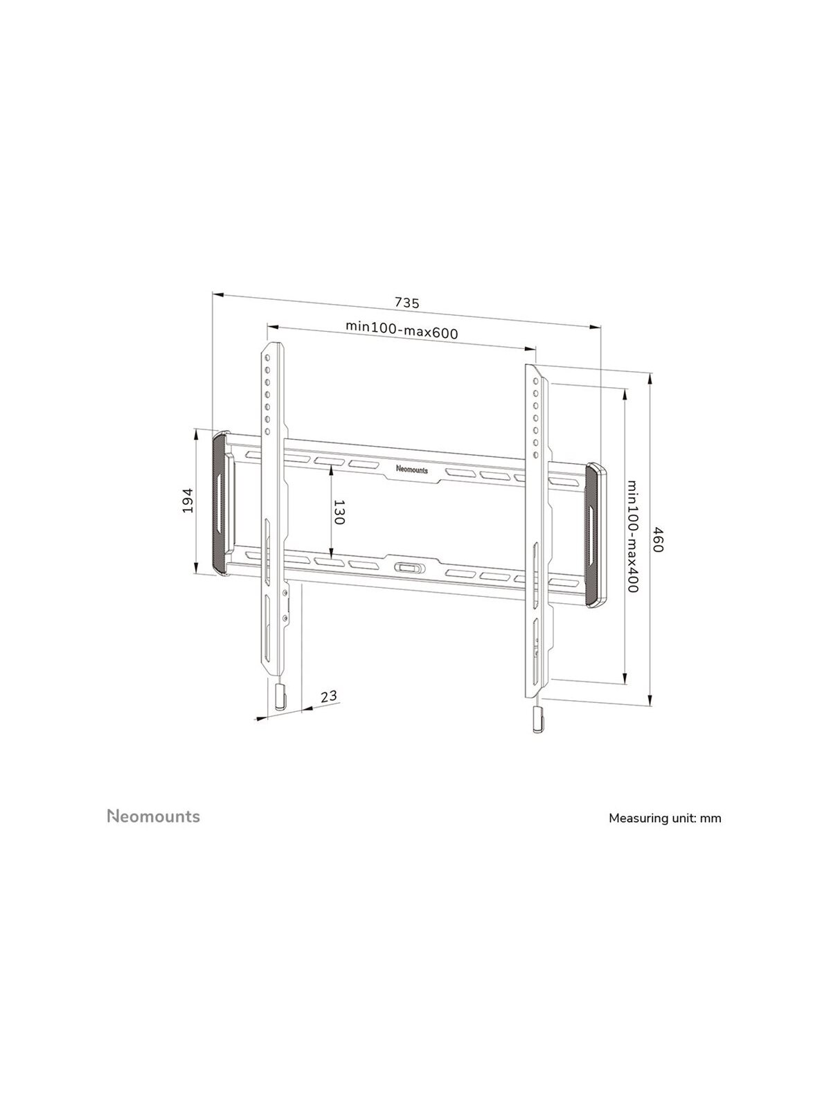 Neomounts Wall mount | WL30-550BL16 TV mount wall | 42-86 " | Maximum weight (capacity) 60 kg | Black 13 Neomounts Wall mount | WL30-550BL16 TV mount wall | 42-86 " | Maximum weight (capacity) 60 kg | Black 13