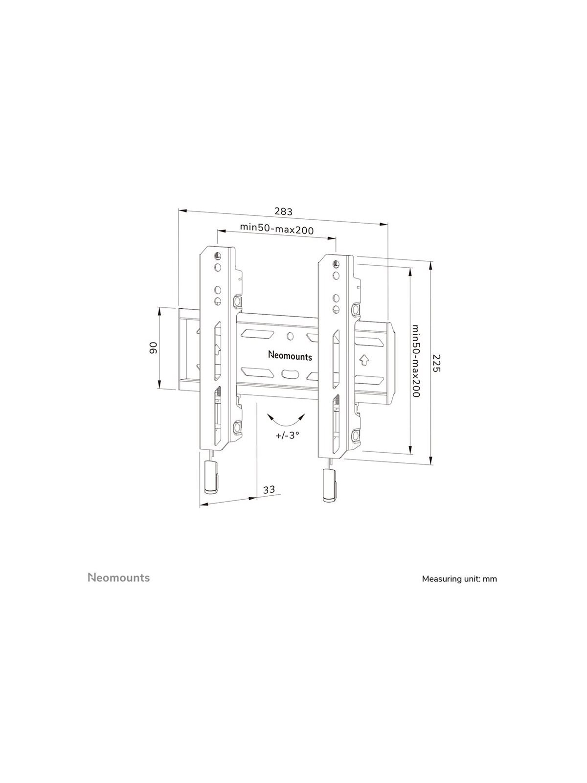 Neomounts Wall mount | WL30S-850BL12 TV mount | Micro adjustment | 24-65 " | Maximum weight (capacity) 40 kg | Black 2 Neomounts Wall mount | WL30S-850BL12 TV mount | Micro adjustment | 24-65 " | Maximum weight (capacity) 40 kg | Black 2
