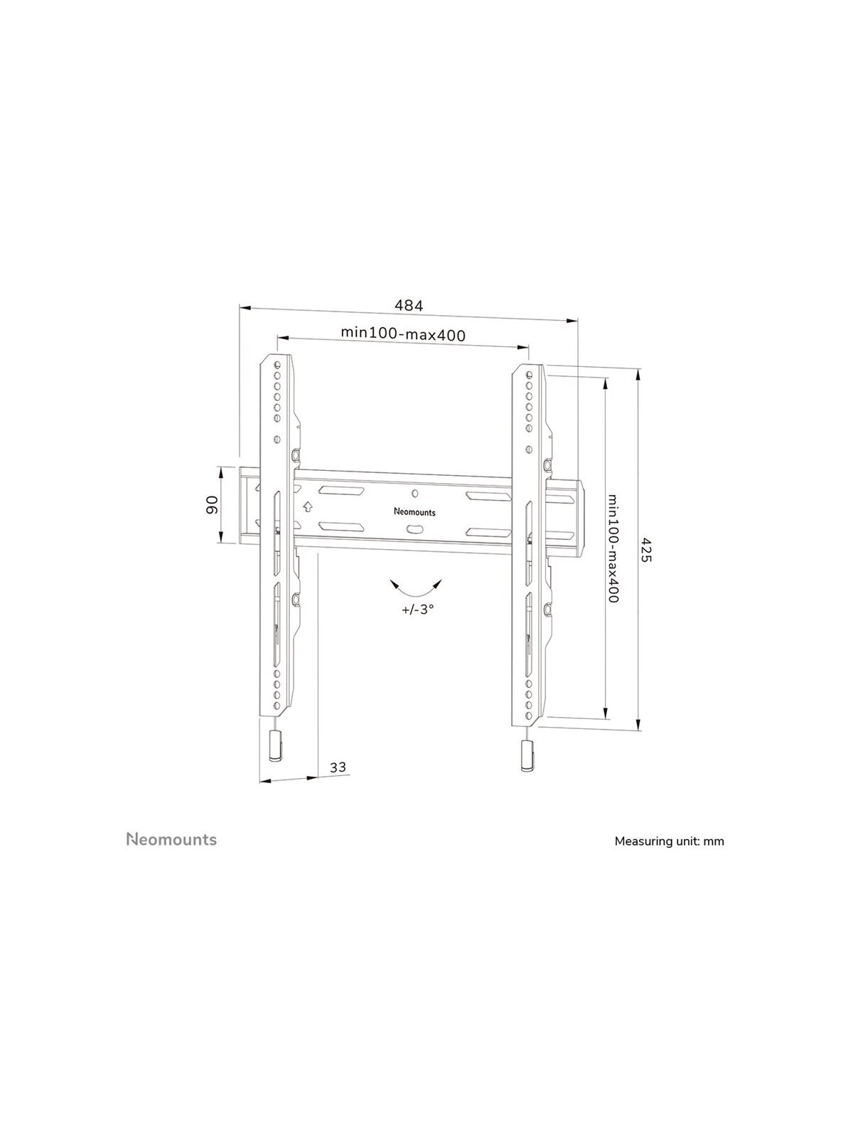 Neomounts Wall mount | WL30S-850BL14 TV mount | Micro adjustment | 32-75 " | Maximum weight (capacity) 50 kg | Black 13