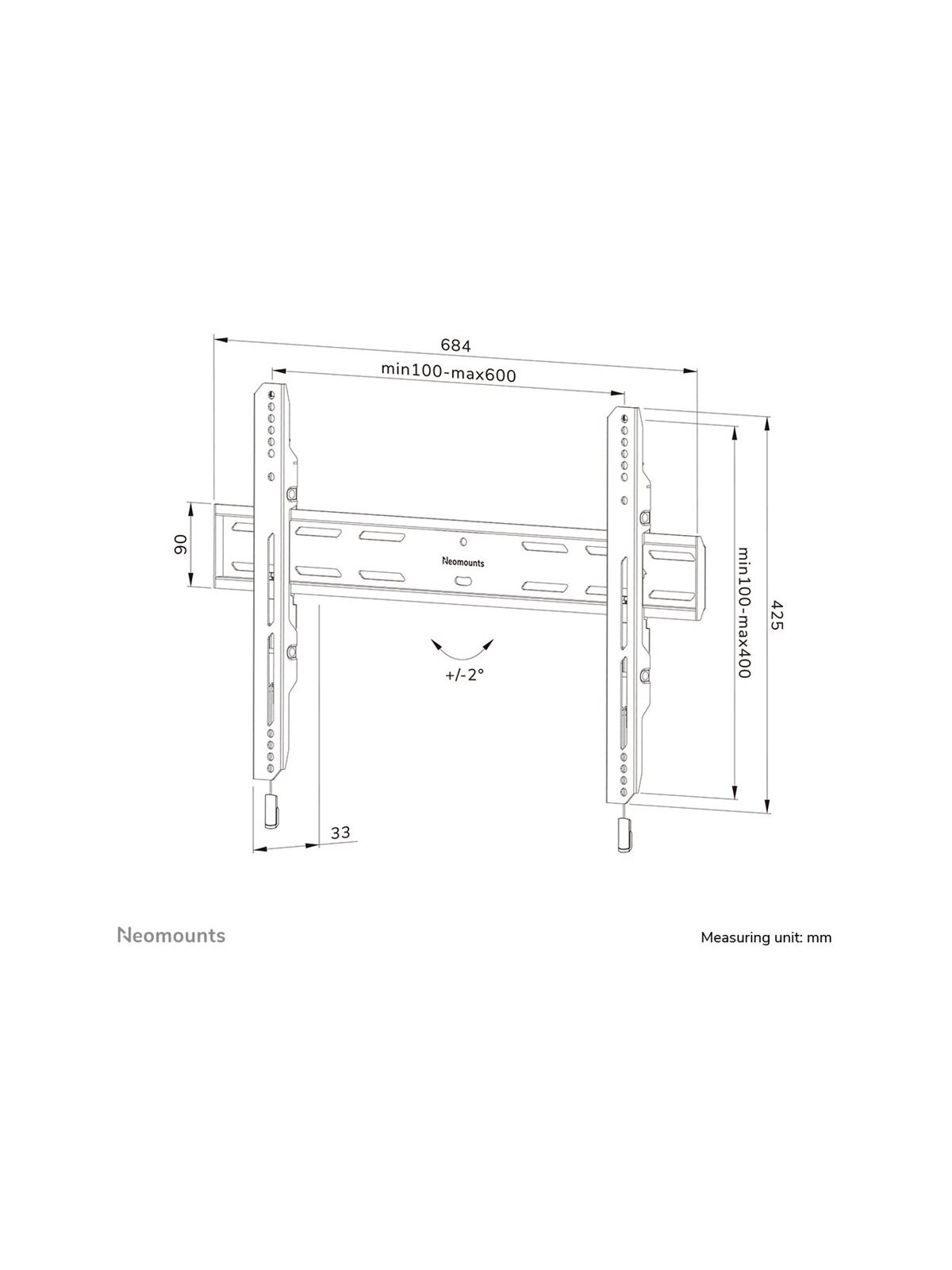 Neomounts Wall mount | WL30S-850BL16 TV mount | Micro adjustment | 42-86 " | Maximum weight (capacity) 60 kg | Black 13 Neomounts Wall mount | WL30S-850BL16 TV mount | Micro adjustment | 42-86 " | Maximum weight (capacity) 60 kg | Black 13