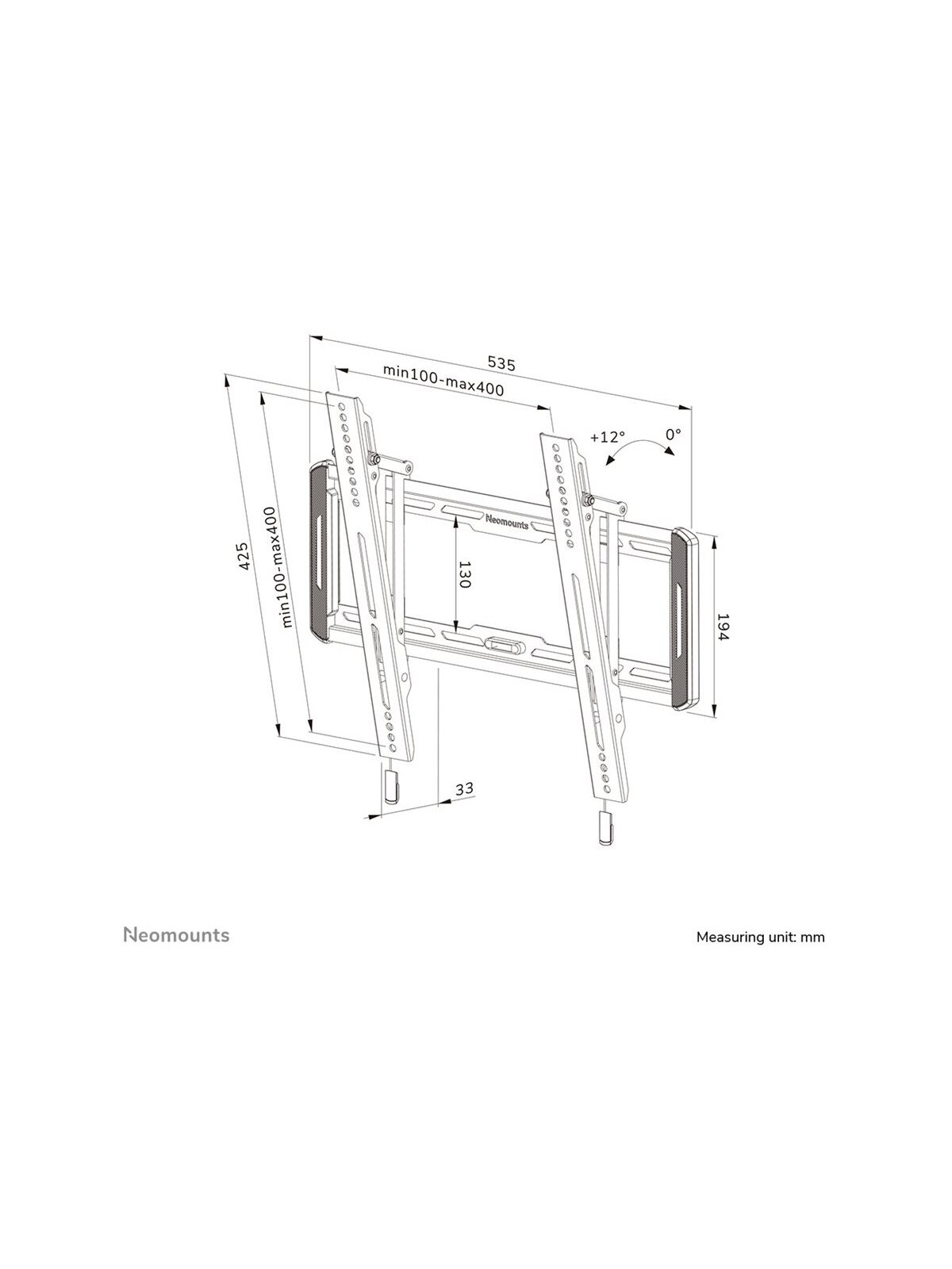 Neomounts Wall mount | WL35-550BL14 TV mount wall | Tilt | 32-75 " | Maximum weight (capacity) 50 kg | Black 13 Neomounts Wall mount | WL35-550BL14 TV mount wall | Tilt | 32-75 " | Maximum weight (capacity) 50 kg | Black 13