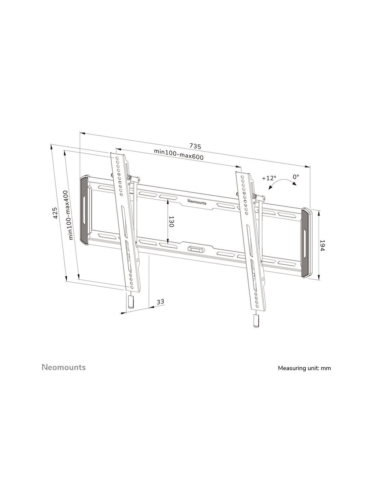 Neomounts Wall mount | WL35-550BL16 TV mount | Tilt | 42-86 " | Maximum weight (capacity) 60 kg | Black 11 Neomounts Wall mount | WL35-550BL16 TV mount | Tilt | 42-86 " | Maximum weight (capacity) 60 kg | Black 11