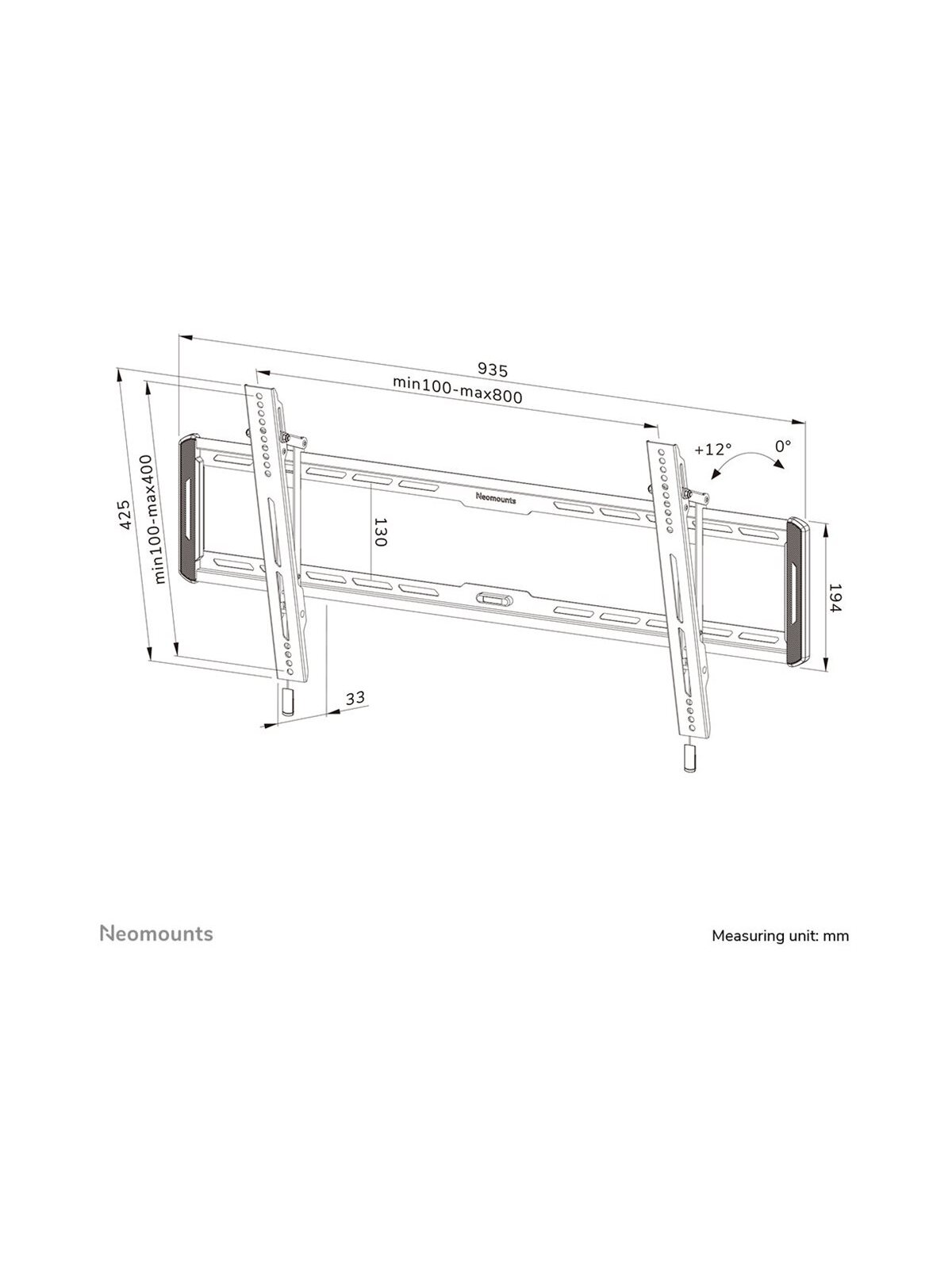 Neomounts Wall mount | WL35-550BL18 TV mount wall | Tilt | 43-86 " | Maximum weight (capacity) 60 kg | Black 12 Neomounts Wall mount | WL35-550BL18 TV mount wall | Tilt | 43-86 " | Maximum weight (capacity) 60 kg | Black 12