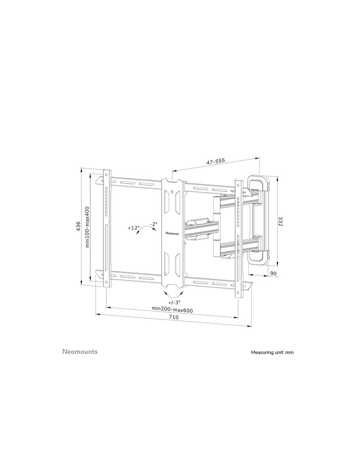 Neomounts Wall mount | WL40S-850BL16 TV mount wall | Full motion, Tilt, Swivel | 40-70 " | Maximum weight (capacity) 45 kg | Black 14 Neomounts Wall mount | WL40S-850BL16 TV mount wall | Full motion, Tilt, Swivel | 40-70 " | Maximum weight (capacity) 45 kg | Black 14
