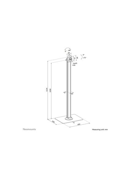 Neomounts Floor stand | Tilt, Rotate | FL15-627BL1 | Maximum weight (capacity) 3 kg | Black 4 Neomounts Floor stand | Tilt, Rotate | FL15-627BL1 | Maximum weight (capacity) 3 kg | Black 4