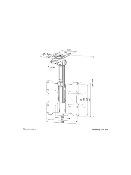 Neomounts FPMA-C020BLACK Monitor/TV Mount Ceiling | Adjustable Height, Tilt | 10-40 " | Maximum weight (capacity) 20 kg | Black 8