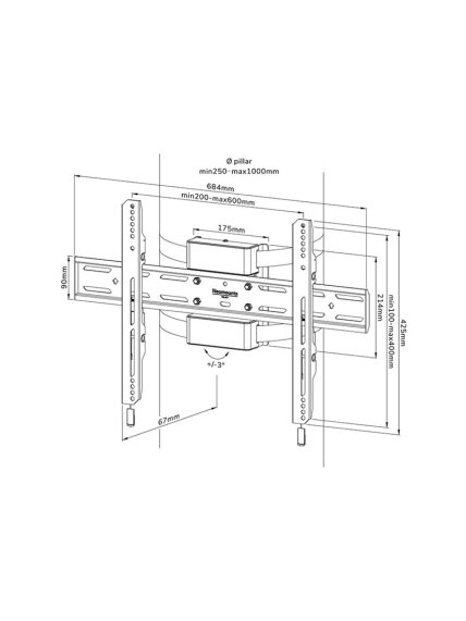 Neomounts Pillar Mount | WL30S-910BL16 | Level adjustment | 40-75 " | Maximum weight (capacity) 50 kg | Black 18 Neomounts Pillar Mount | WL30S-910BL16 | Level adjustment | 40-75 " | Maximum weight (capacity) 50 kg | Black 18