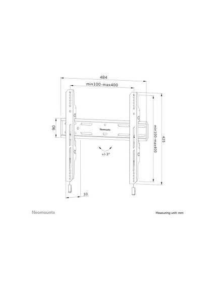 Neomounts Wall mount | WL30S-850BL14 TV mount | Micro adjustment | 32-75 " | Maximum weight (capacity) 50 kg | Black 13 Neomounts Wall mount | WL30S-850BL14 TV mount | Micro adjustment | 32-75 " | Maximum weight (capacity) 50 kg | Black 13