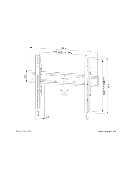 Neomounts Wall mount | WL30S-850BL16 TV mount | Micro adjustment | 42-86 " | Maximum weight (capacity) 60 kg | Black 13