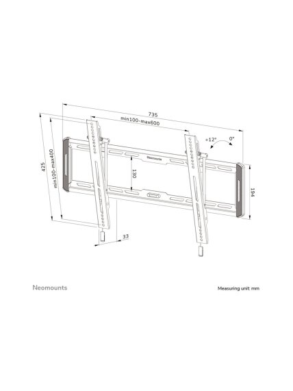 Neomounts Wall mount | WL35-550BL16 TV mount | Tilt | 42-86 " | Maximum weight (capacity) 60 kg | Black 11 Neomounts Wall mount | WL35-550BL16 TV mount | Tilt | 42-86 " | Maximum weight (capacity) 60 kg | Black 11
