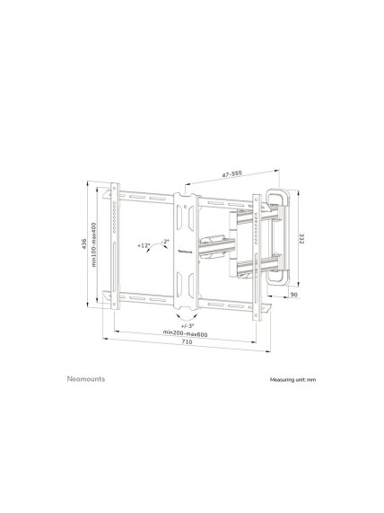 Neomounts Wall mount | WL40S-850BL16 TV mount wall | Full motion, Tilt, Swivel | 40-70 " | Maximum weight (capacity) 45 kg | Black 14 Neomounts Wall mount | WL40S-850BL16 TV mount wall | Full motion, Tilt, Swivel | 40-70 " | Maximum weight (capacity) 45 kg | Black 14