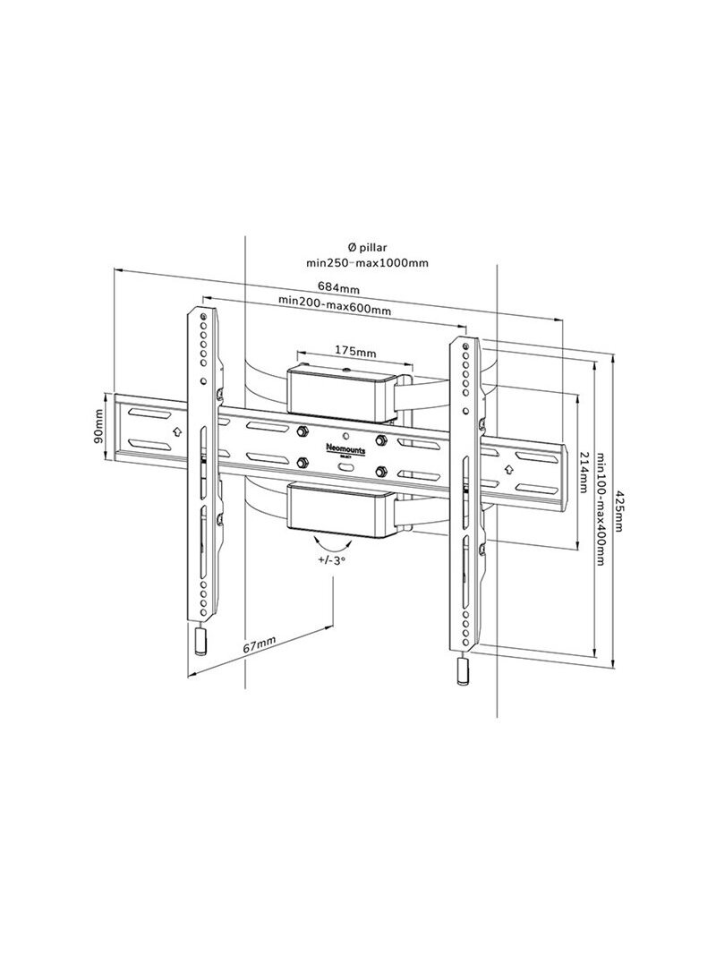 Neomounts Pillar Mount | WL30S-910BL16 | Level adjustment | 40-75 " | Maximum weight (capacity) 50 kg | Black 18