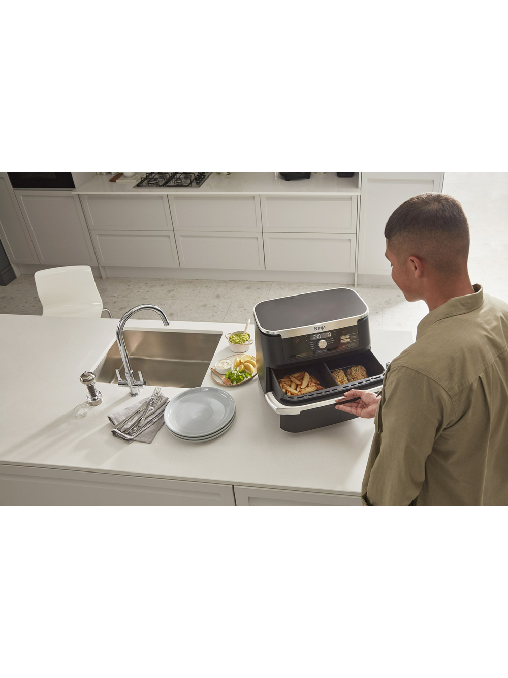 NINJA | Double Air Fryer | AF500EU Foodi FlexDrawer | Power 2470 W | Capacity 10.4 L | Black 11