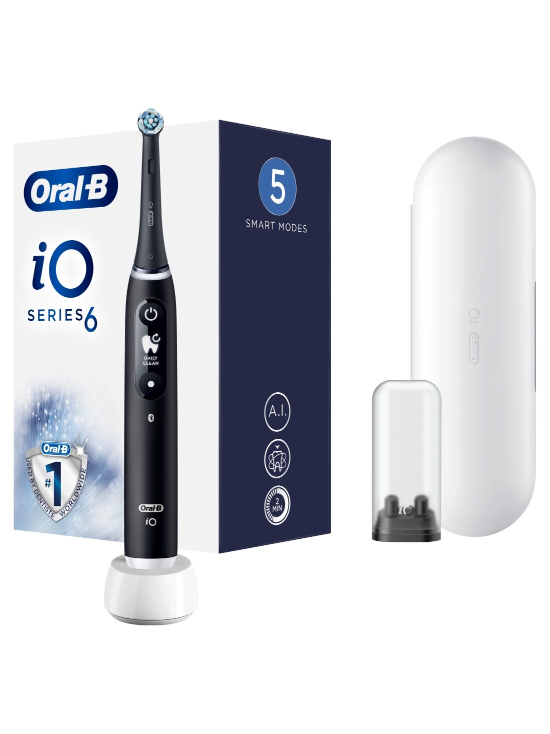 Oral-B | Electric Toothbrush | iO6 Series | Rechargeable | For adults | Number of brush heads included 1 | Number of teeth brushing modes 5 | Black Onyx 1 Oral-B | Electric Toothbrush | iO6 Series | Rechargeable | For adults | Number of brush heads included 1 | Number of teeth brushing modes 5 | Black Onyx 1