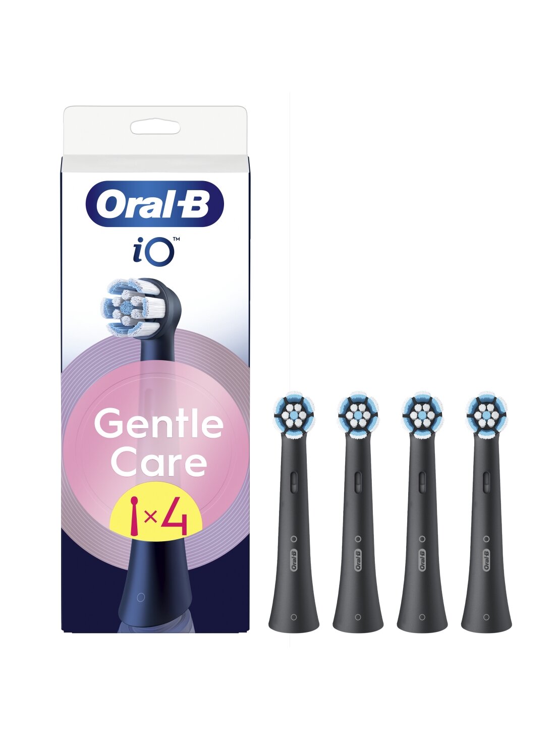Oral-B | Replaceable toothbrush heads | iO GentleCare | Heads | For adults | Number of brush heads included 4 | Black