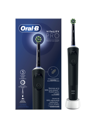 Oral-B | Electric Toothbrush | D103 Vitality Pro | Rechargeable | For adults | Number of brush heads included 1 | Number of teeth brushing modes 3 | Black