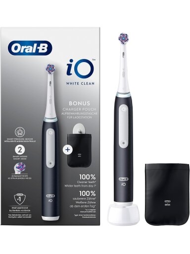 Oral-B Electric Toothbrush | iO White Clean | Rechargeable | For adults | Number of brush heads included 1 | Number of teeth brushing modes 2 | Black/White