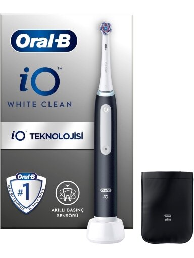 Oral-B Electric Toothbrush | iO White Clean | Rechargeable | For adults | Number of brush heads included 1 | Number of teeth brushing modes 2 | Black/White