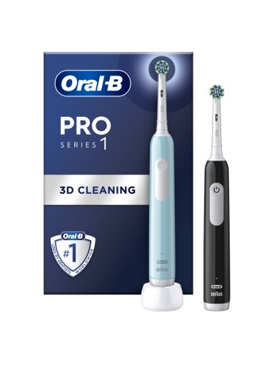 Oral-B | Electric Toothbrush | Pro Series 1 Duo | Rechargeable | For adults | Number of brush heads included 2 | Number of teeth brushing modes 3 | Blue/Black