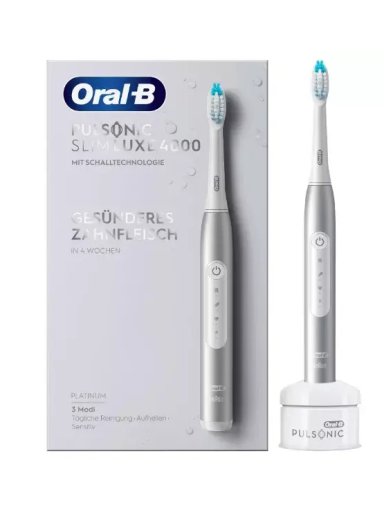 Oral-B Pulsonic Slim Luxe 4000 Sonic | Electric Toothbrush | Rechargeable | For adults | Number of brush heads included 1 | Number of teeth brushing modes 3 | Platinum