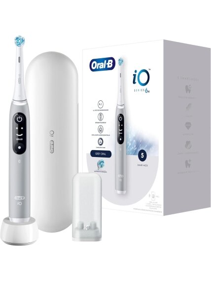 Oral-B Electric Toothbrush | iO6s | Rechargeable | For adults | Number of brush heads included 2 | Number of teeth brushing modes 5 | Grey Oral-B Electric Toothbrush | iO6s | Rechargeable | For adults | Number of brush heads included 2 | Number of teeth brushing modes 5 | Grey