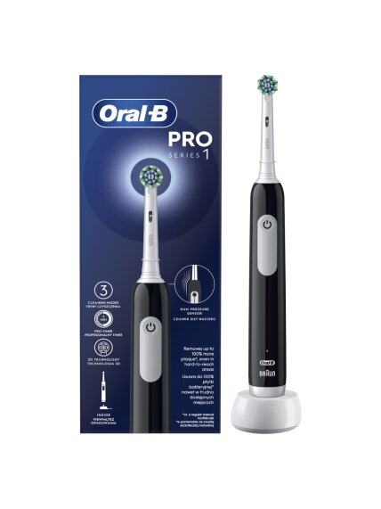 Oral-B | Electric Toothbrush | Pro Series 1 Cross Action | Rechargeable | For adults | Number of brush heads included 1 | Number of teeth brushing modes 3 | Black 1