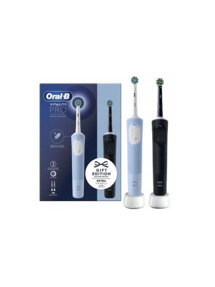 Oral-B Electric Toothbrushes | Vitality Pro Duo | Rechargeable | For adults | Number of brush heads included 2 | Number of teeth brushing modes 3 | Black/Blue White
