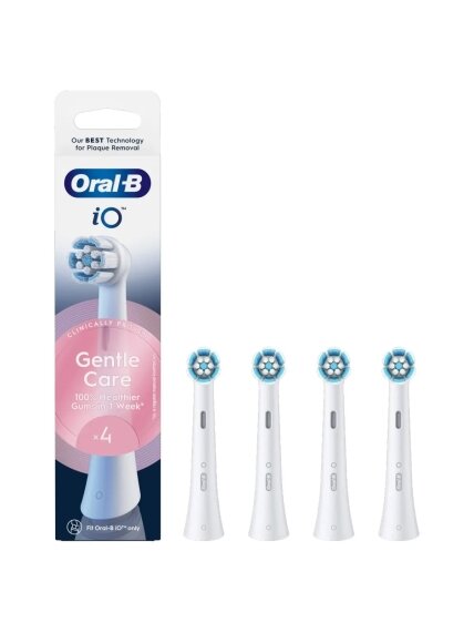 Oral-B | Replaceable toothbrush heads | iO Gentle Care | Heads | For adults | Number of brush heads included 4 | Number of teeth brushing modes Does not apply | White Oral-B | Replaceable toothbrush heads | iO Gentle Care | Heads | For adults | Number of brush heads included 4 | Number of teeth brushing modes Does not apply | White