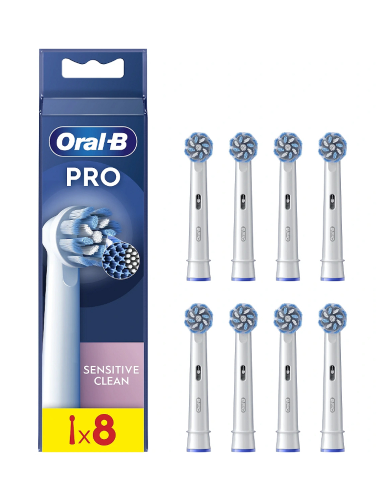 Oral-B | Replaceable toothbrush heads | EB60X-8 Sensitive Clean Pro | Heads | For adults | Number of brush heads included 8 | White Oral-B | Replaceable toothbrush heads | EB60X-8 Sensitive Clean Pro | Heads | For adults | Number of brush heads included 8 | White
