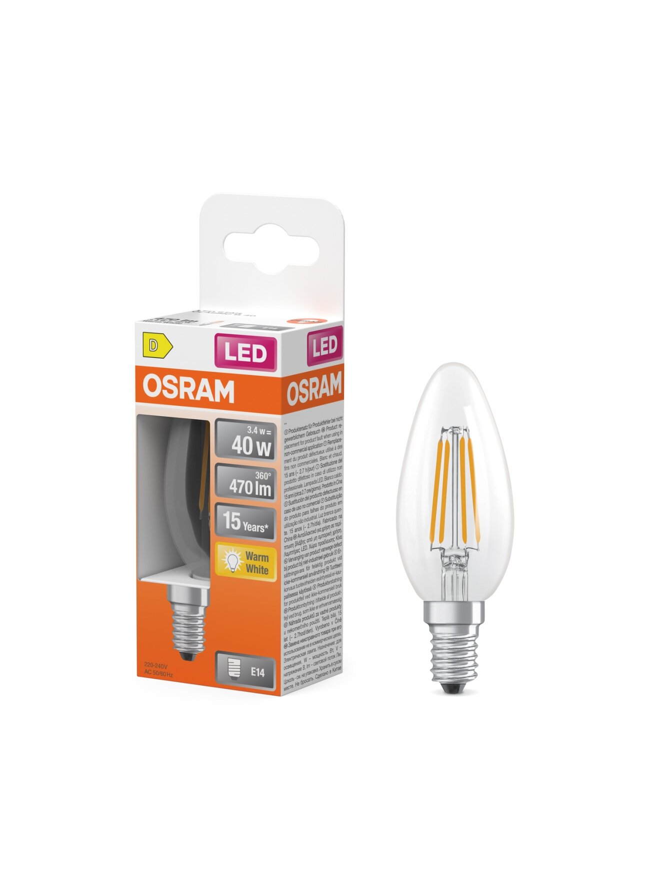 Osram Parathom Classic Filament | E14 | 3.4 W | Warm White 2