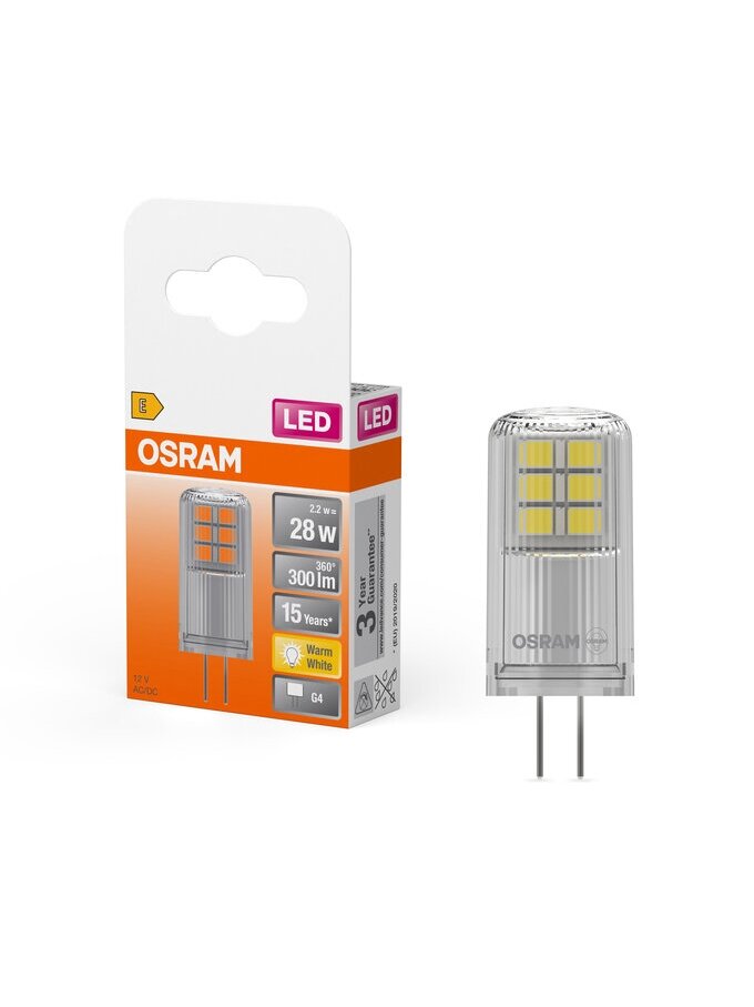 Osram LED PIN 12V Clear 28 Non-dim | G4 | 2.2 W | Warm White 4 Osram LED PIN 12V Clear 28 Non-dim | G4 | 2.2 W | Warm White 4