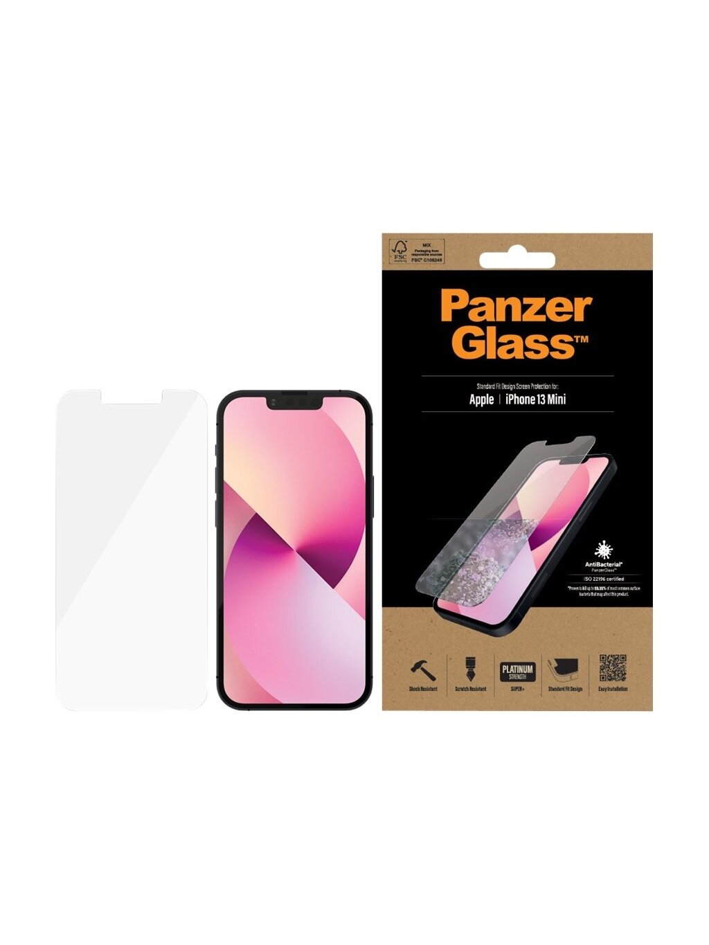 PanzerGlass | Clear Screen Protector | Apple | iPhone 13 Mini | Tempered glass | Antibacterial glass; Resistant to scratches and bacteria; Shock absorbing; Easy to install 6 PanzerGlass | Clear Screen Protector | Apple | iPhone 13 Mini | Tempered glass | Antibacterial glass; Resistant to scratches and bacteria; Shock absorbing; Easy to install 6