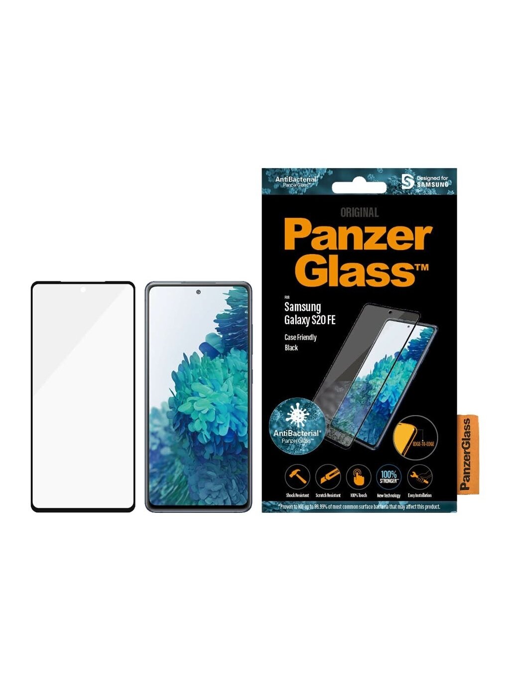 PanzerGlass | Samsung | Galaxy S20 FE CF | Glass | Black | Works with face recognition and is compatible with the in-screen fingerprint reader; Case Friendly | Clear Screen Protector 3 PanzerGlass | Samsung | Galaxy S20 FE CF | Glass | Black | Works with face recognition and is compatible with the in-screen fingerprint reader; Case Friendly | Clear Screen Protector 3
