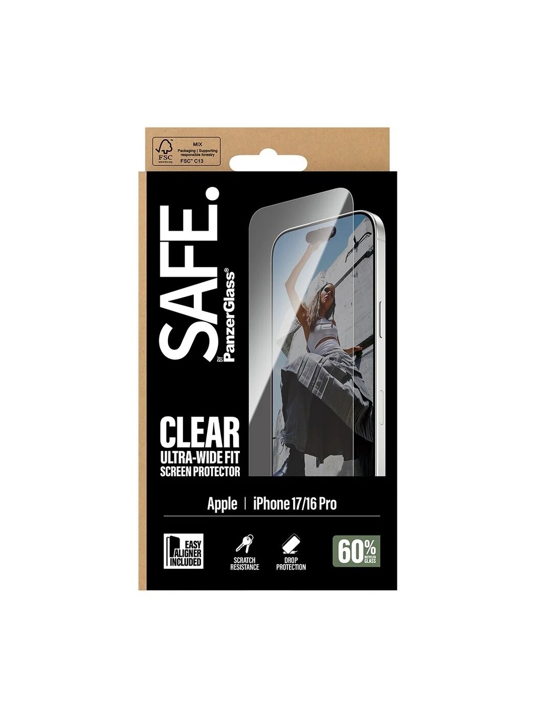 PanzerGlass Screen protector | Apple | iPhone 16 Pro/iPhone 17 | Transparent | Ultra-Wide Fit w. EasyAligner 3