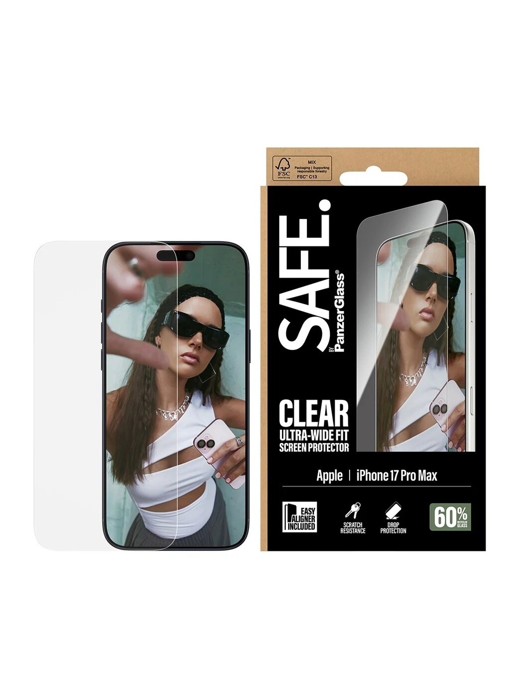 PanzerGlass Screen protector | Apple | iPhone 17 Pro Max | Transparent | Ultra-Wide Fit w. EasyAligner PanzerGlass Screen protector | Apple | iPhone 17 Pro Max | Transparent | Ultra-Wide Fit w. EasyAligner