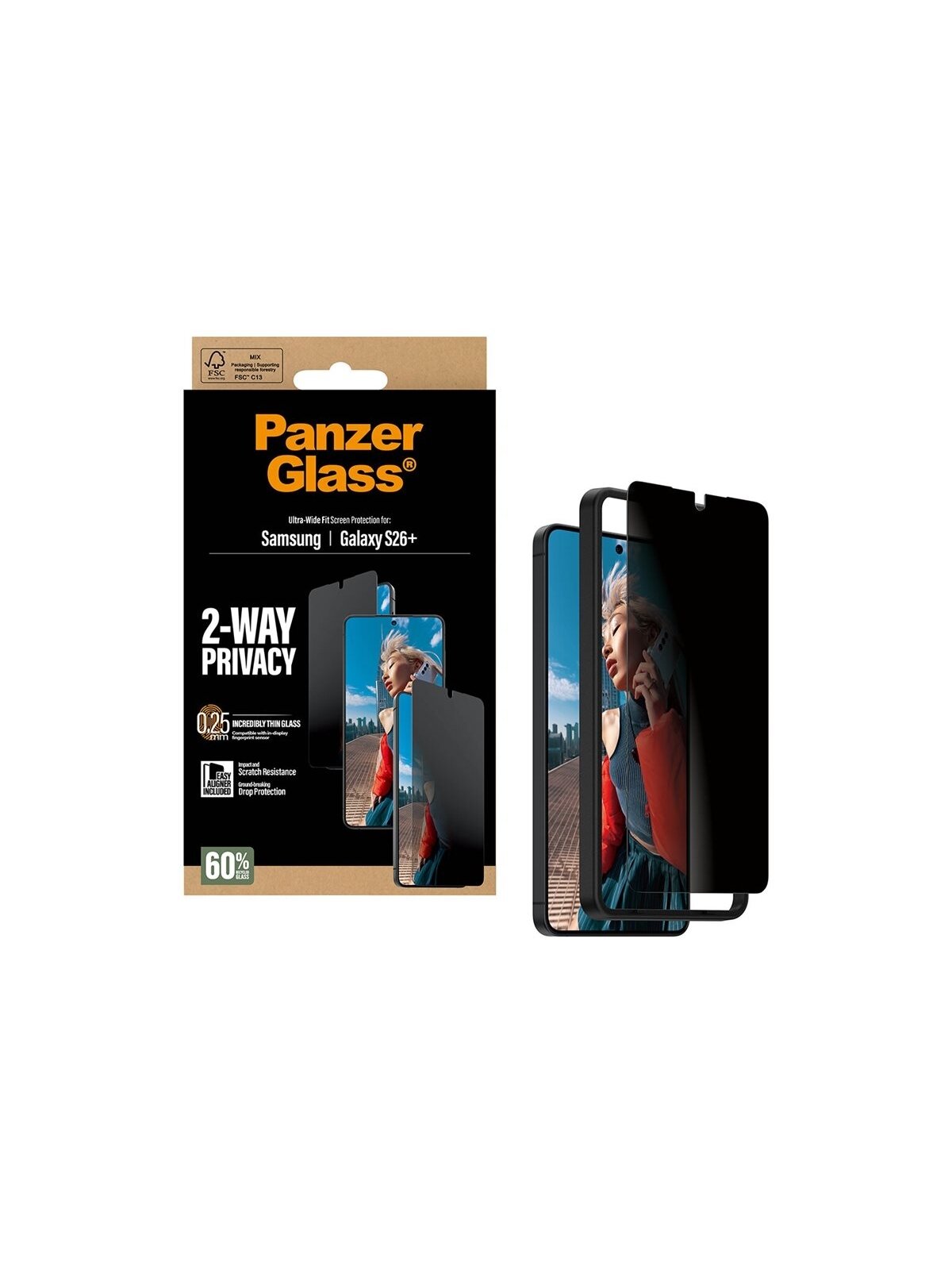 PanzerGlass 2-Way Privacy Screen Protector Samsung New Galaxy S26 Plus | Ultra-Wide Fit w. EasyAligner | PanzerGlass 2 PanzerGlass 2-Way Privacy Screen Protector Samsung New Galaxy S26 Plus | Ultra-Wide Fit w. EasyAligner | PanzerGlass 2