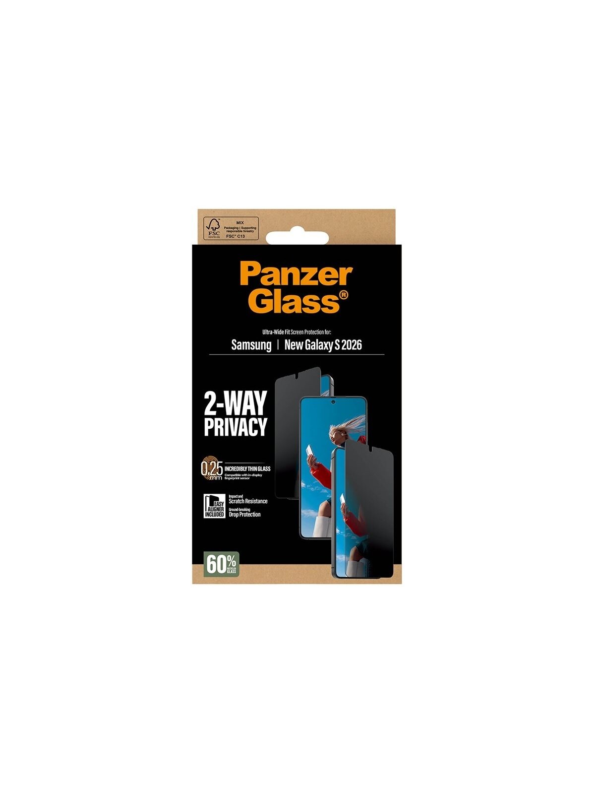PanzerGlass 2-Way Privacy Screen Protector Samsung New Galaxy S26 | Ultra-Wide Fit w. EasyAligner | PanzerGlass 6 PanzerGlass 2-Way Privacy Screen Protector Samsung New Galaxy S26 | Ultra-Wide Fit w. EasyAligner | PanzerGlass 6