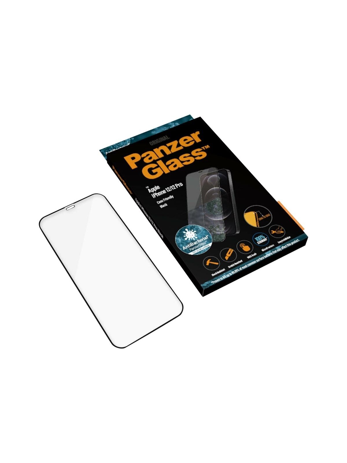 PanzerGlass | Apple | For iPhone 12/12 Pro | Glass | Black | 100% touch; The coating is non-toxic | Case Friendly 2 PanzerGlass | Apple | For iPhone 12/12 Pro | Glass | Black | 100% touch; The coating is non-toxic | Case Friendly 2