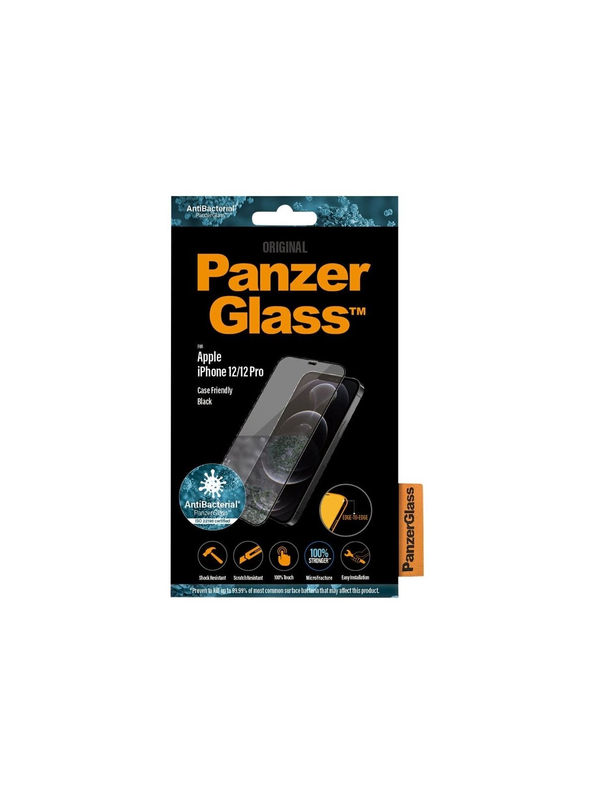 PanzerGlass | Apple | For iPhone 12/12 Pro | Glass | Black | 100% touch; The coating is non-toxic | Case Friendly 5 PanzerGlass | Apple | For iPhone 12/12 Pro | Glass | Black | 100% touch; The coating is non-toxic | Case Friendly 5