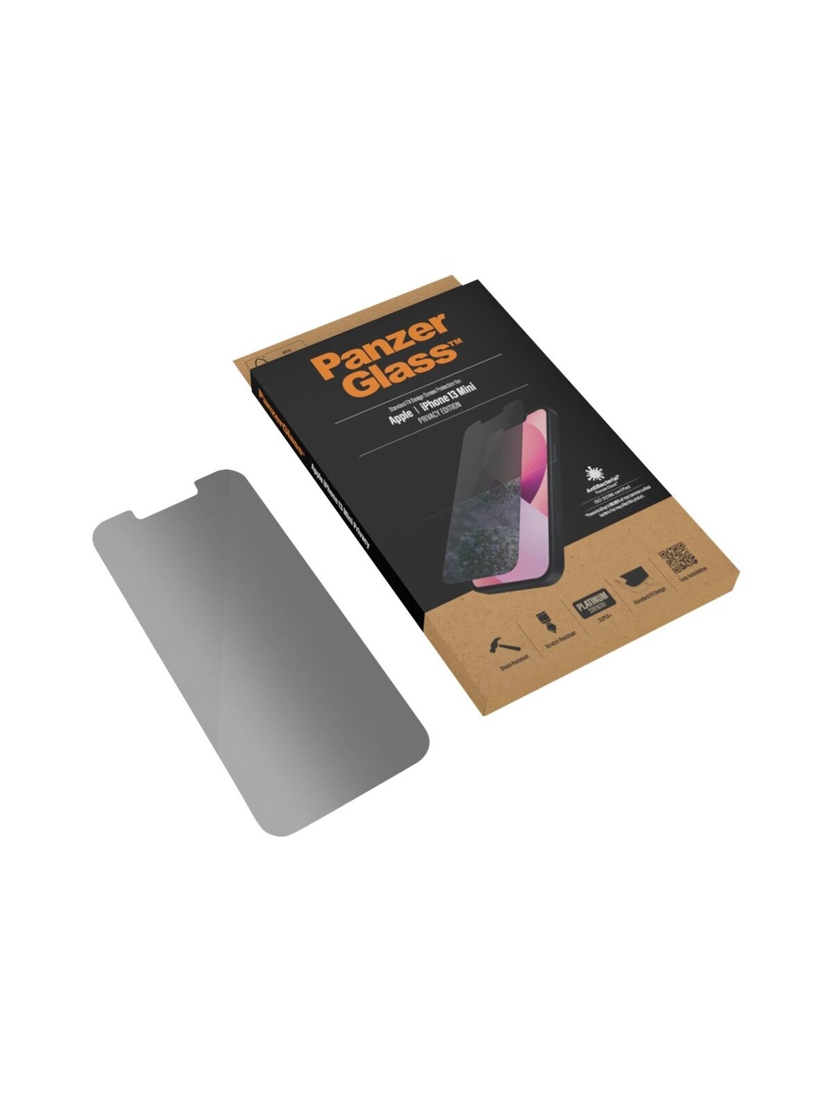 PanzerGlass | Apple | iPhone 13 Mini | Tempered glass | Black | Crystal clear; Resistant to scratches and bacteria; Shock absorbing; Easy to install | Privacy Screen Protector 2 PanzerGlass | Apple | iPhone 13 Mini | Tempered glass | Black | Crystal clear; Resistant to scratches and bacteria; Shock absorbing; Easy to install | Privacy Screen Protector 2