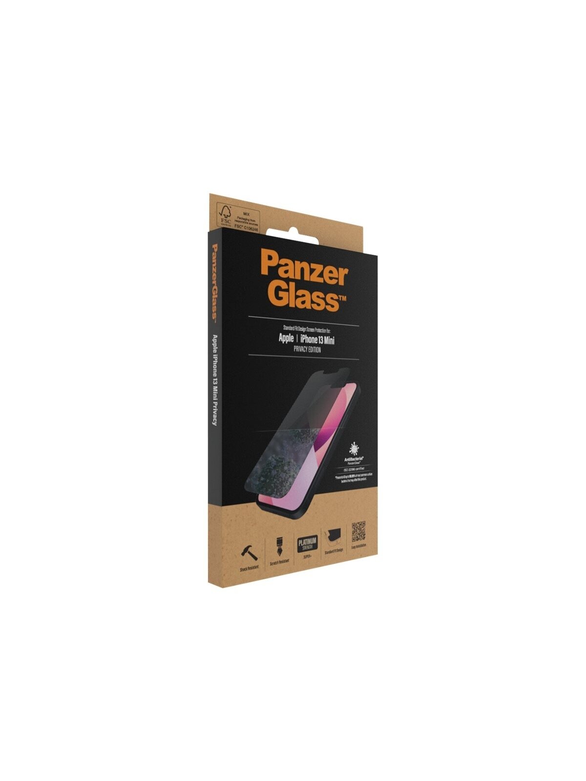 PanzerGlass | Apple | iPhone 13 Mini | Tempered glass | Black | Crystal clear; Resistant to scratches and bacteria; Shock absorbing; Easy to install | Privacy Screen Protector 5 PanzerGlass | Apple | iPhone 13 Mini | Tempered glass | Black | Crystal clear; Resistant to scratches and bacteria; Shock absorbing; Easy to install | Privacy Screen Protector 5
