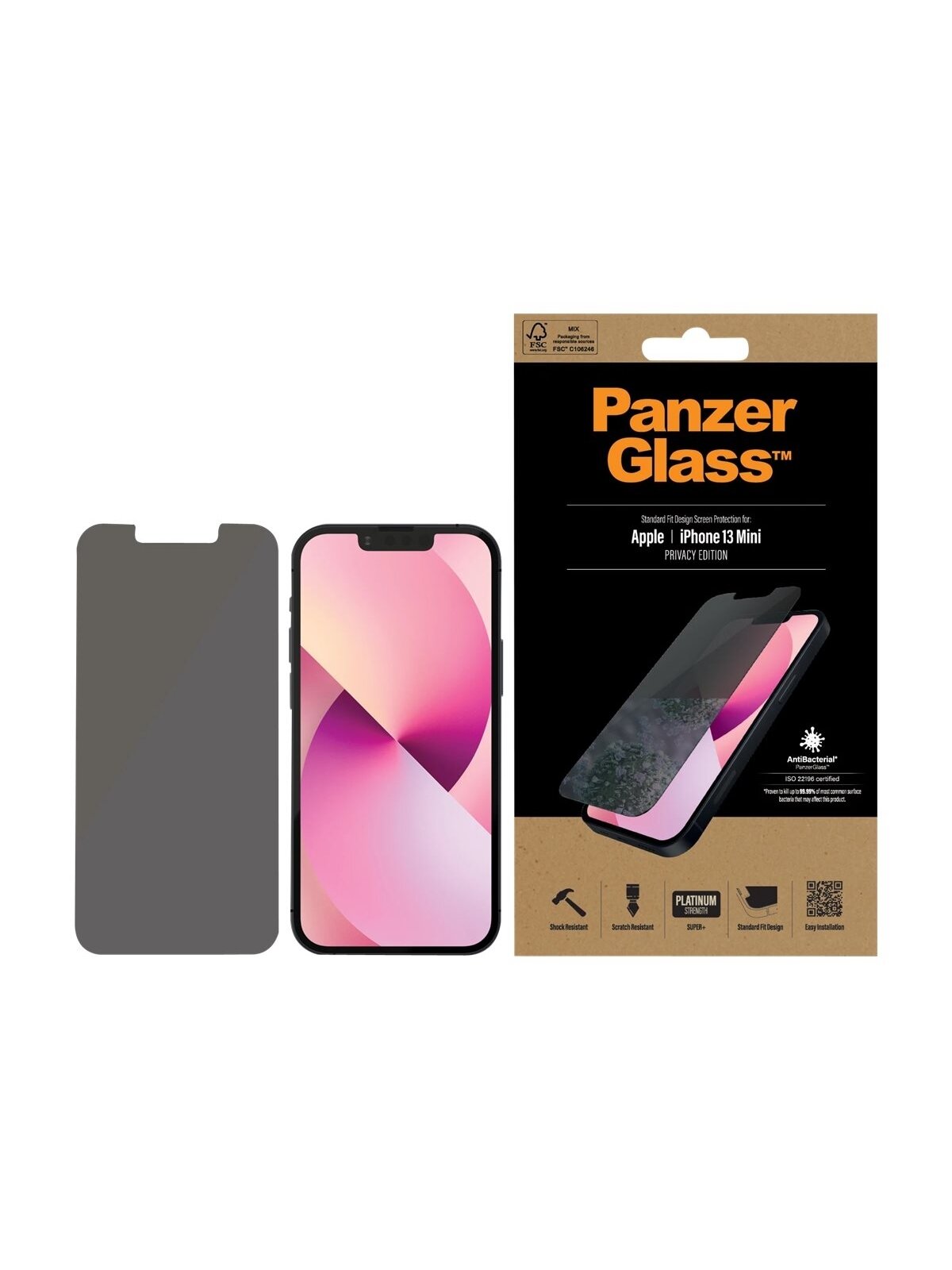 PanzerGlass | Apple | iPhone 13 Mini | Tempered glass | Black | Crystal clear; Resistant to scratches and bacteria; Shock absorbing; Easy to install | Privacy Screen Protector 6 PanzerGlass | Apple | iPhone 13 Mini | Tempered glass | Black | Crystal clear; Resistant to scratches and bacteria; Shock absorbing; Easy to install | Privacy Screen Protector 6