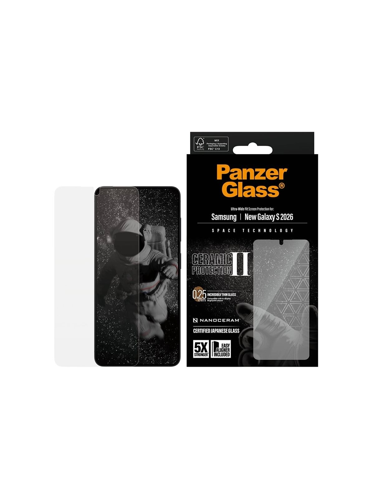PanzerGlass Ceramic Screen Protector Samsung New Galaxy S26 | Ultra-Wide Fit w. EasyAligner | PanzerGlass