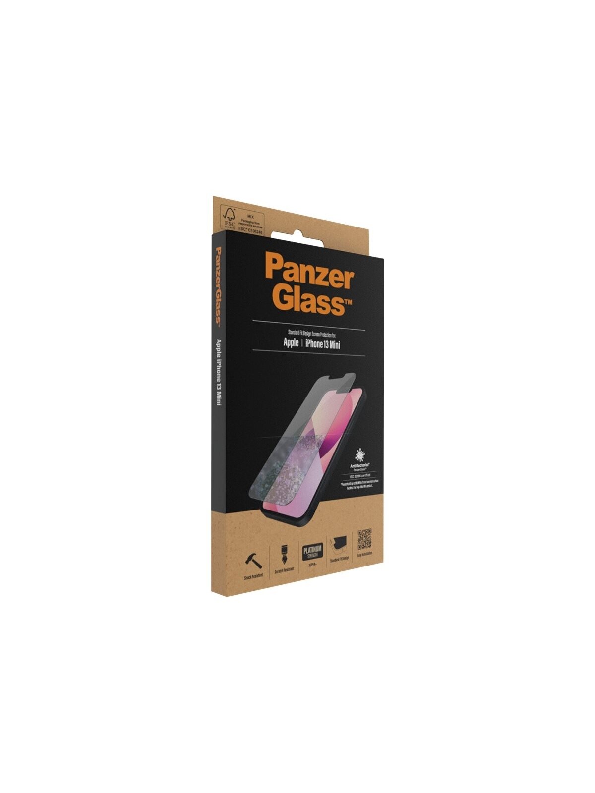 PanzerGlass | Clear Screen Protector | Apple | iPhone 13 Mini | Tempered glass | Antibacterial glass; Resistant to scratches and bacteria; Shock absorbing; Easy to install 5