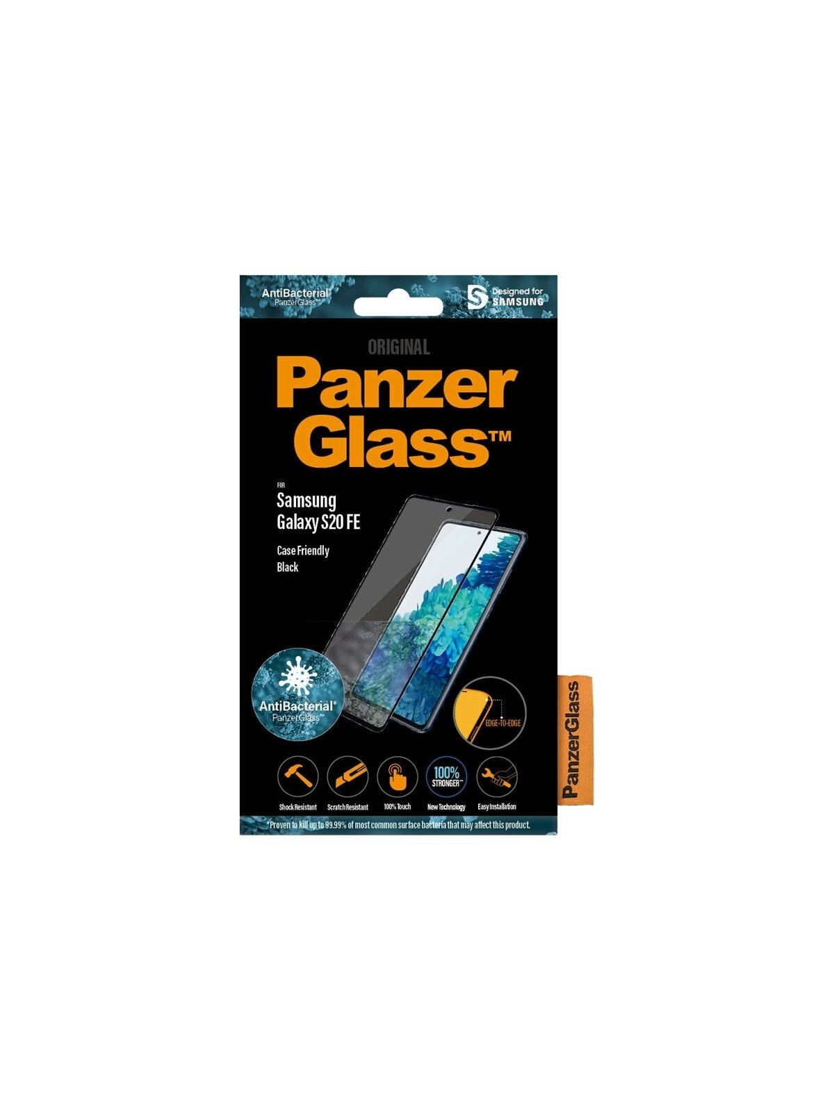 PanzerGlass | Samsung | Galaxy S20 FE CF | Glass | Black | Works with face recognition and is compatible with the in-screen fingerprint reader; Case Friendly | Clear Screen Protector 5 PanzerGlass | Samsung | Galaxy S20 FE CF | Glass | Black | Works with face recognition and is compatible with the in-screen fingerprint reader; Case Friendly | Clear Screen Protector 5