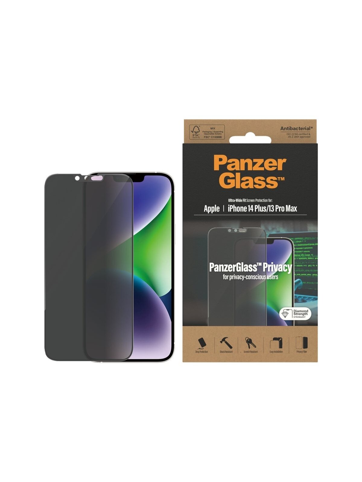 PanzerGlass | Screen protector | Apple | iPhone 14 Plus/13 Pro Max | Glass | Black | Ultra-Wide Fit | Privacy 2