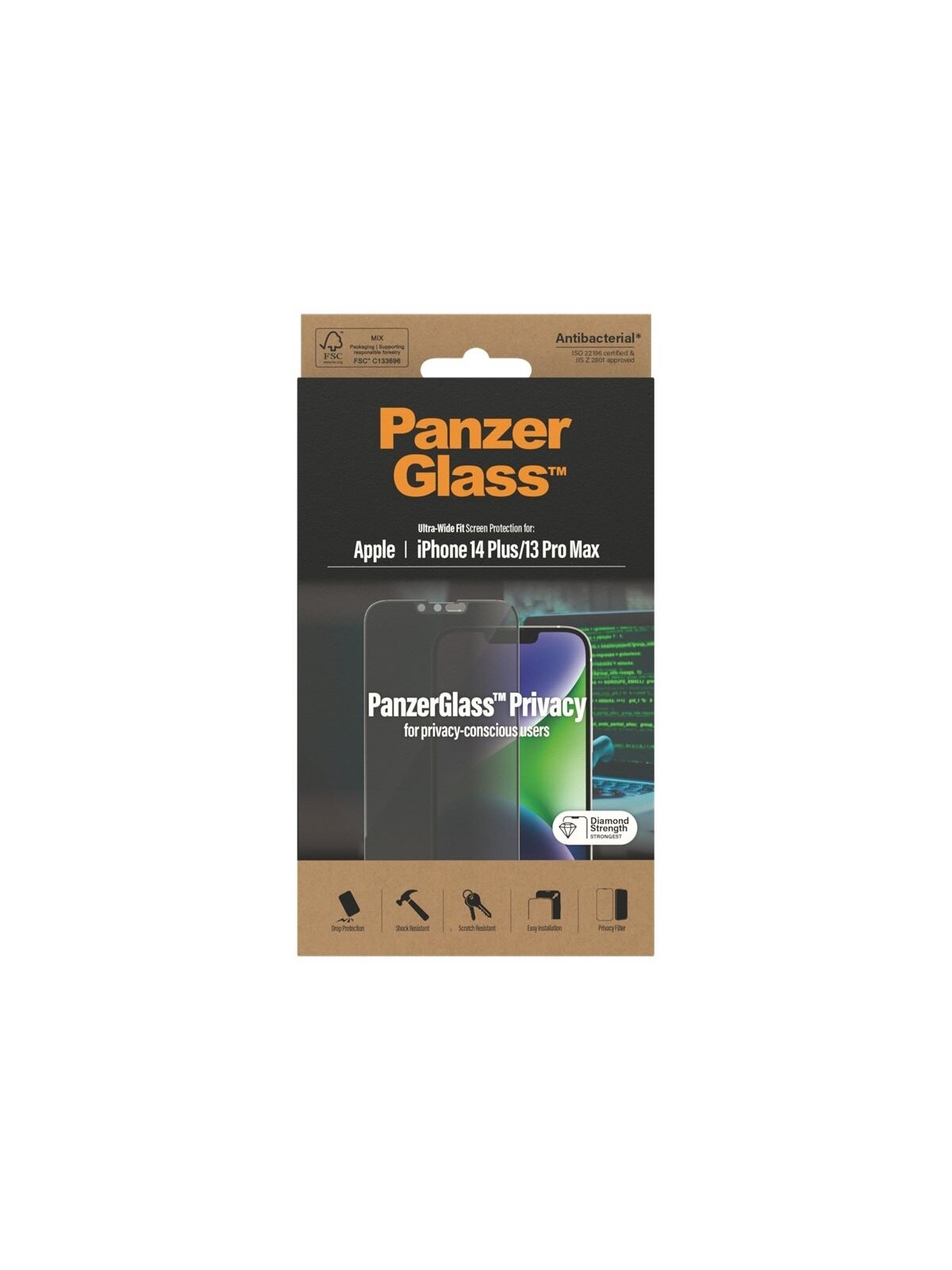 PanzerGlass | Screen protector | Apple | iPhone 14 Plus/13 Pro Max | Glass | Black | Ultra-Wide Fit | Privacy 5 PanzerGlass | Screen protector | Apple | iPhone 14 Plus/13 Pro Max | Glass | Black | Ultra-Wide Fit | Privacy 5